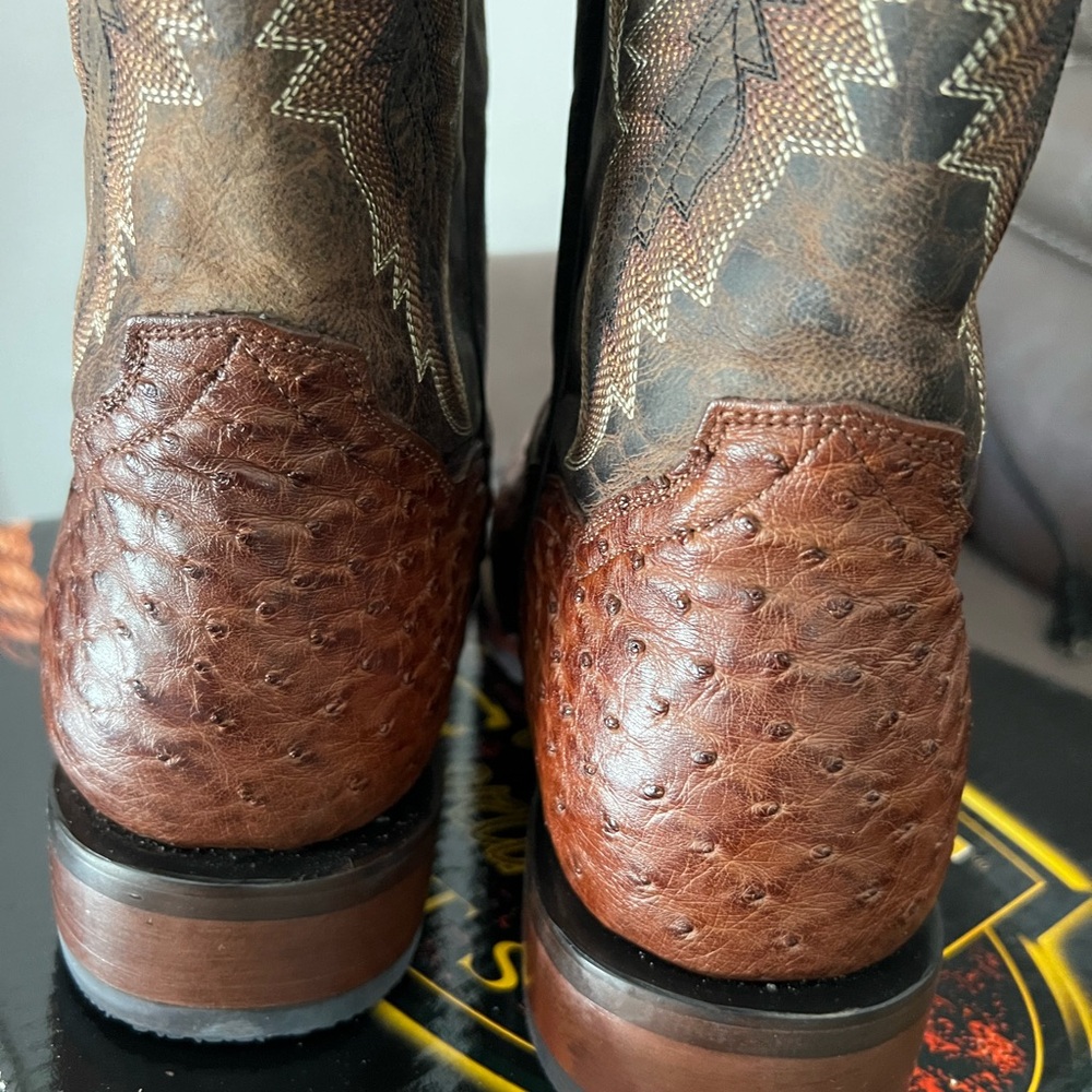 ***SOLD~~~~~>NWT Dan Post Dillinger Full Quill Ostrich Square Toe Cowboy Boots - Picture 4 of 15